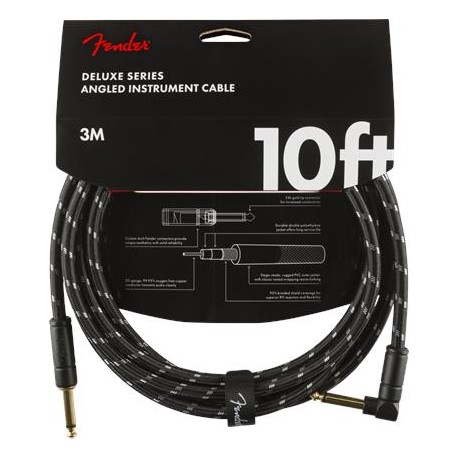 Fender Deluxe Series Instrument Cable Straight/Angle 3m Black Tweed