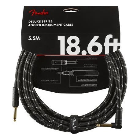 Fender Deluxe Series Instrument Cable Straight/Angle 5.5m Black Tweed